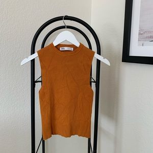 Zara Mustard Yellow Orange Crop Tank